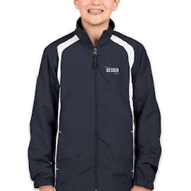 Sport-Tek Youth Full Zip Colorblock Warm-Up Jacket - Color: True Navy / White