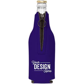 Foldable Foam Zipper Bottle Cooler - Color: Purple