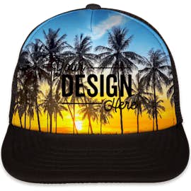 Port Authority Photo Real Snapback Trucker Hat - Color: Palm Trees