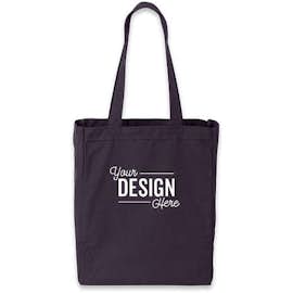Medium Gusseted Midweight 100% Cotton Canvas Tote - Color: Navy