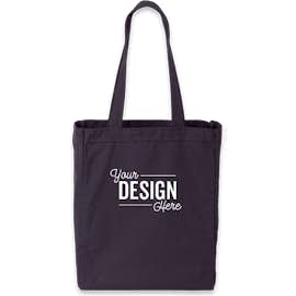 Medium Gusseted Midweight 100% Cotton Canvas Tote - Color: Navy