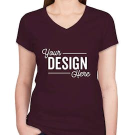 Bella + Canvas Women's Slim Fit Jersey V-Neck T-shirt - Color: Plum