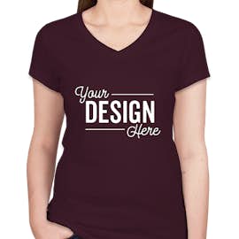 Bella + Canvas Women's Slim Fit Jersey V-Neck T-shirt - Color: Plum