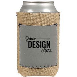 Burlap Can Cooler with Neoprene Pocket - Color: Grey