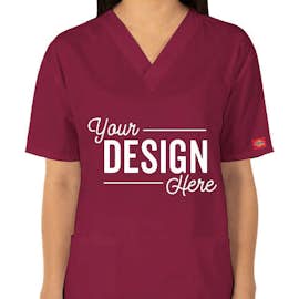 Dickies Women's V-Neck Scrub Top - Color: Wine