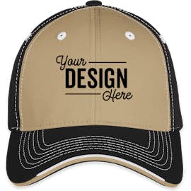 Sportsman Tri-Color Contrast Stitched Hat - Color: Khaki / Black