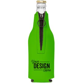 Foldable Foam Zipper Bottle Cooler - Color: Lime Green