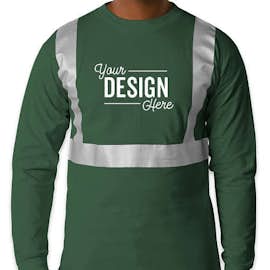 Bayside USA-Made Reflective 100% Cotton Long Sleeve T-shirt - Color: Forest Green