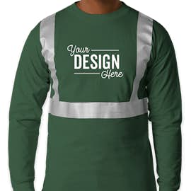 Bayside USA-Made Reflective 100% Cotton Long Sleeve T-shirt - Color: Forest Green