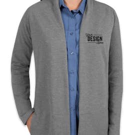 Port Authority Women's Premium Interlock Cardigan - Color: Medium Heather Grey / Charcoal Heather