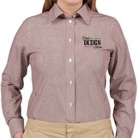 Devon & Jones Women's Gingham Dress Shirt - Color: Burgundy