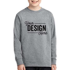 Port & Company Youth Core Cotton Long Sleeve T-shirt - Color: Athletic Heather