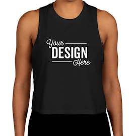Bella + Canvas Women's Racerback Crop Tank Top - Color: Solid Black Blend