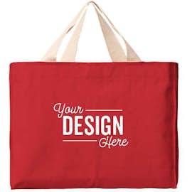 Bayside USA-Made Medium Gusseted 100% Cotton Canvas Tote - Color: Red