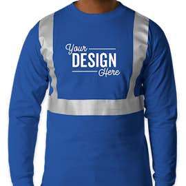 Bayside USA-Made Reflective 100% Cotton Long Sleeve T-shirt - Color: Royal