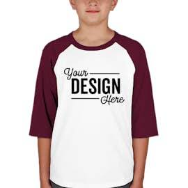 Sport-Tek Youth Raglan T-shirt - Color: White / Maroon