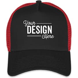New Era 9FORTY Snapback Trucker Hat - Color: Black / Scarlet