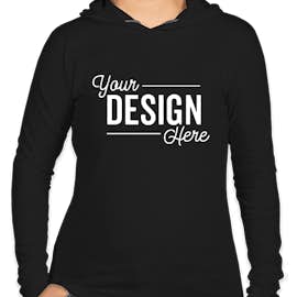 Anvil Women's Hooded Long Sleeve T-shirt - Color: Black