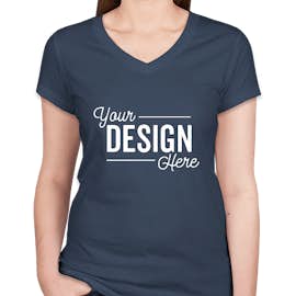 Bella + Canvas Women's Slim Fit Jersey V-Neck T-shirt - Color: Navy