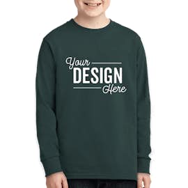 Port & Company Youth Core Cotton Long Sleeve T-shirt - Color: Dark Green