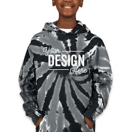 Port & Company Youth Tie-Dye Pullover Hoodie - Color: Black