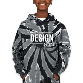 Port & Company Youth Tie-Dye Pullover Hoodie - Color: Black