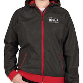 Sport-Tek Women's Embossed Full Zip Hooded Jacket - Color: Black / True Red