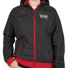 Sport-Tek Women's Embossed Full Zip Hooded Jacket - Color: Black / True Red