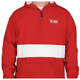Charles River Classic Striped Hooded Packable Anorak - Color: Red / White