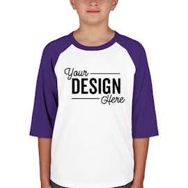 Sport-Tek Youth Raglan T-shirt - Color: White / Purple