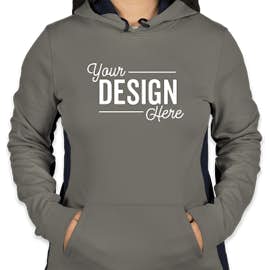 Sport-Tek Women's Colorblock Performance Pullover Hoodie - Color: Dark Smoke Grey / Navy