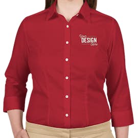 Van Heusen Women's 3/4 Sleeve Baby Twill Dress Shirt - Color: Scarlet