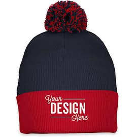 Sportsman Pom Pom Beanie - Color: Navy / Red