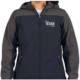 Port Authority Women's Contrast Hooded Soft Shell Jacket - Color: Dress Blue Navy / Battleship Grey