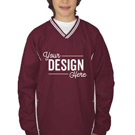 Sport-Tek Youth Tipped V-Neck Windshirt - Color: Maroon / White