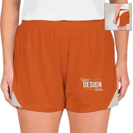 Team 365 Women's Colorblock Performance Shorts - Color: Sport Burnt Orange / Sport Silver