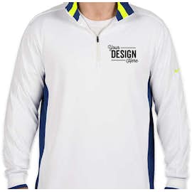 Nike Dri-FIT Half Zip Performance Pullover - Color: White / Deep Royal / Volt