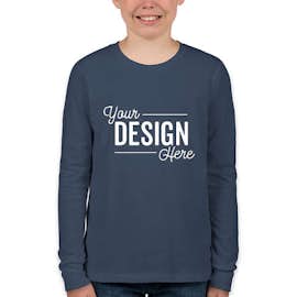 Bella + Canvas Youth Long Sleeve Jersey T-shirt - Color: Navy