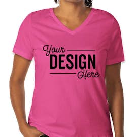 Bella + Canvas Women's Jersey V-Neck T-shirt - Color: Berry