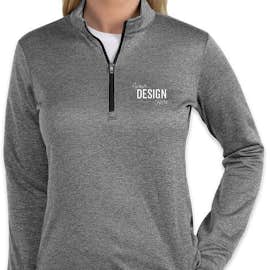 Adidas Women's Brushed Terry Heather Quarter Zip Pullover - Color: Mid Grey Heather / Black