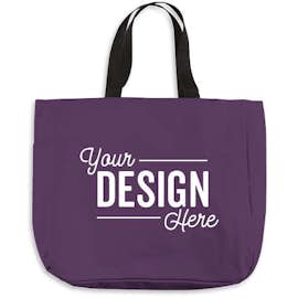 Port Authority Durable Side Pocket Poly Canvas Tote - Color: Purple