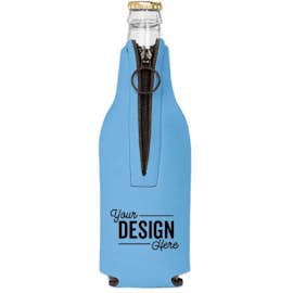 Foldable Foam Zipper Bottle Cooler - Color: Light Blue