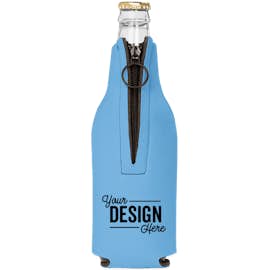 Foldable Foam Zipper Bottle Cooler - Color: Light Blue
