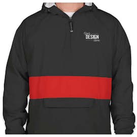 Charles River Classic Striped Hooded Packable Anorak - Color: Black / Red