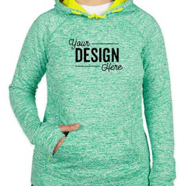 J. America Women's Cosmic Performance Pullover Hoodie - Color: Emerald / Neon Yellow