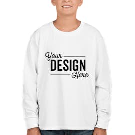 Fruit of the Loom Youth 100% Cotton Long Sleeve T-shirt - Color: White
