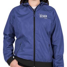 Sport-Tek Women's Embossed Full Zip Hooded Jacket - Color: True Royal / Black