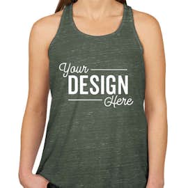 Bella + Canvas Women's Flowy Melange Racerback Tank - Color: Forest Marble