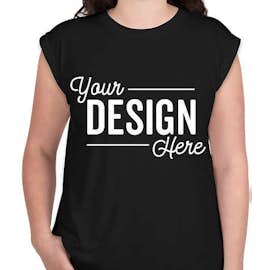 Bella + Canvas Women's Flowy Rolled Cuff T-shirt - Color: Black