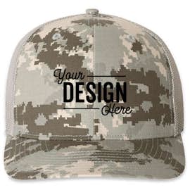 Richardson Patterned Snapback Trucker Hat - Color: Military Digital Camo / Light Green